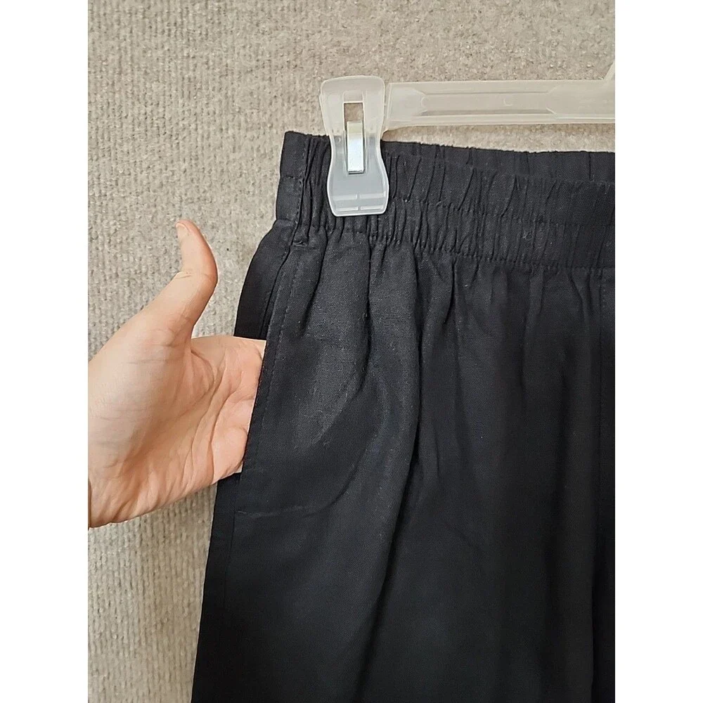 Old Navy Linen-Blend Straight Ankle Pants Womens S Black Beach Vacation NEW - Picture 5 of 11